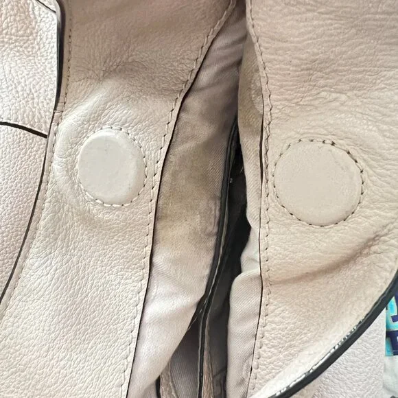 $695 Authentic TORY BURCH Women's Beige Leather Shoulder Tote Bag - Picture 4 of 12